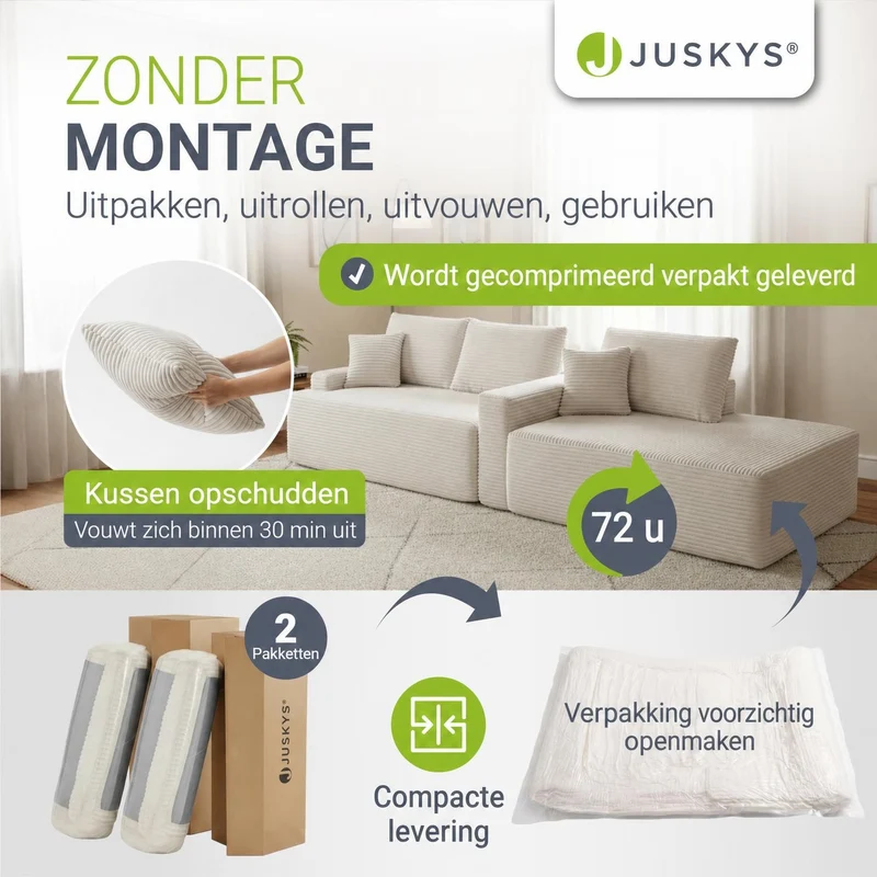 Sofa Coredo mit Cord Bezug & Dekokissen