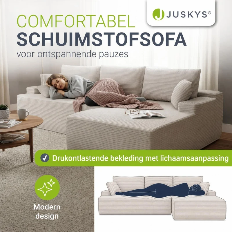 Sofa Coredo mit Cord Bezug & Dekokissen