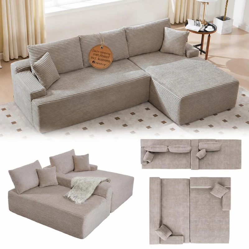 Sofa Coredo mit Cord Bezug & Dekokissen