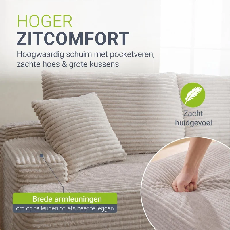 Sofa Coredo mit Cord Bezug & Dekokissen