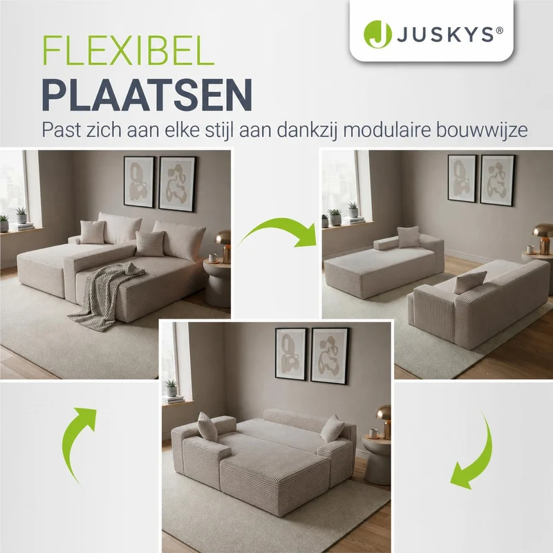 Sofa Coredo mit Cord Bezug & Dekokissen