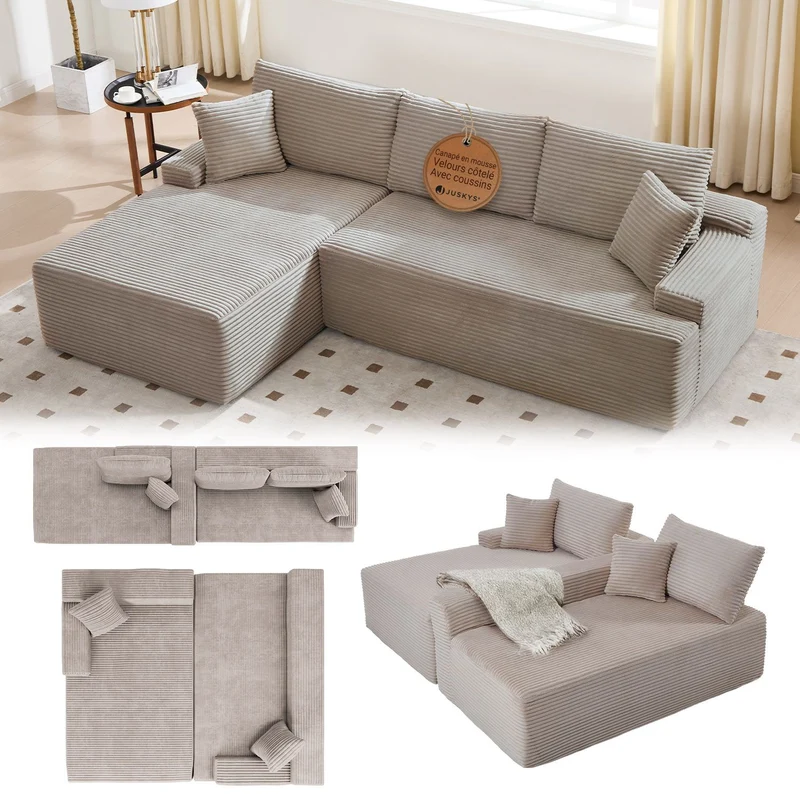 Sofa Coredo mit Cord Bezug & Dekokissen
