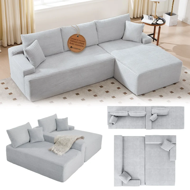 Sofa Coredo mit Cord Bezug & Dekokissen