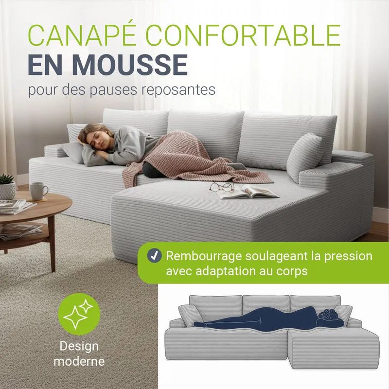 Sofa Coredo mit Cord Bezug & Dekokissen