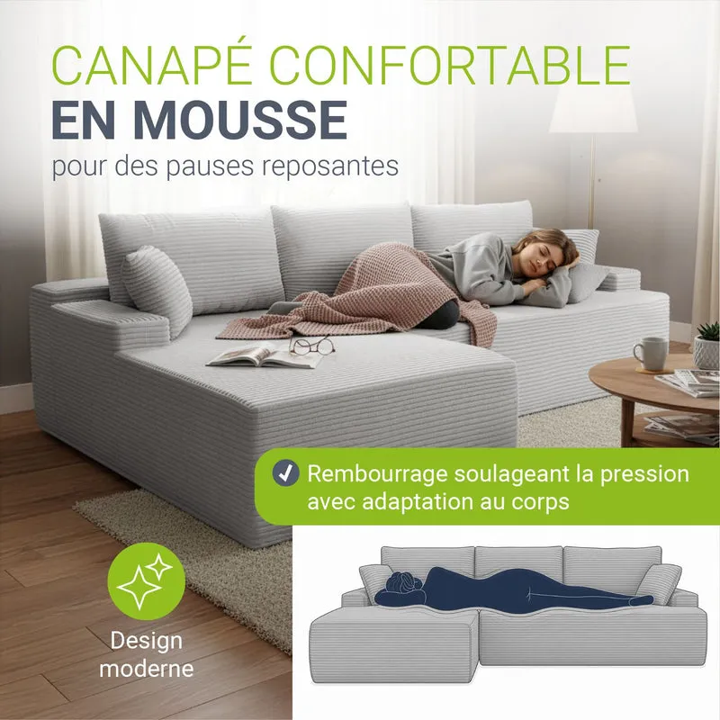Sofa Coredo mit Cord Bezug & Dekokissen