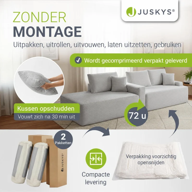 Sofa Coredo mit Cord Bezug & Dekokissen