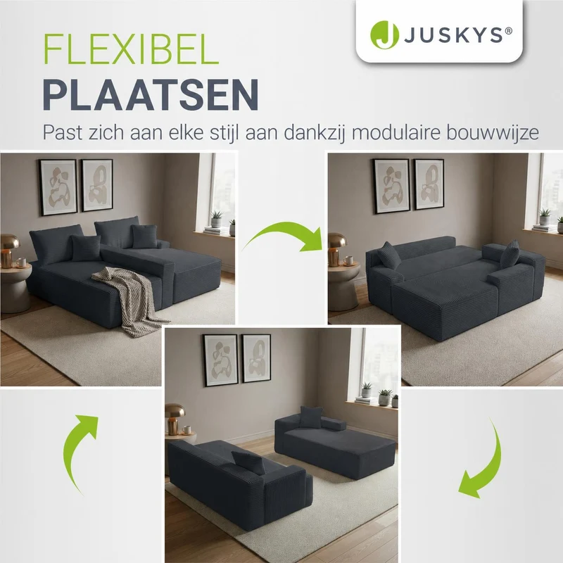 Sofa Coredo mit Cord Bezug & Dekokissen