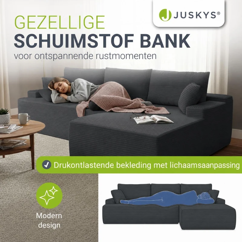 Sofa Coredo mit Cord Bezug & Dekokissen