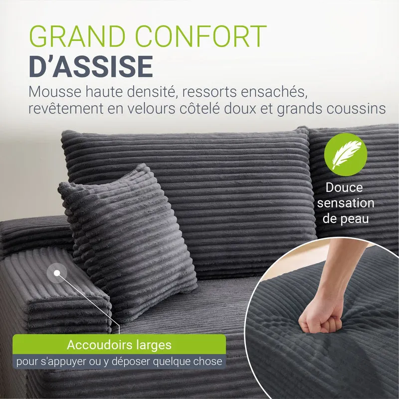 Sofa Coredo mit Cord Bezug & Dekokissen