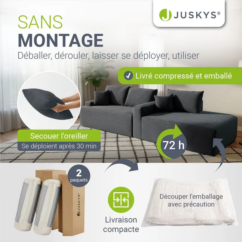 Sofa Coredo mit Cord Bezug & Dekokissen