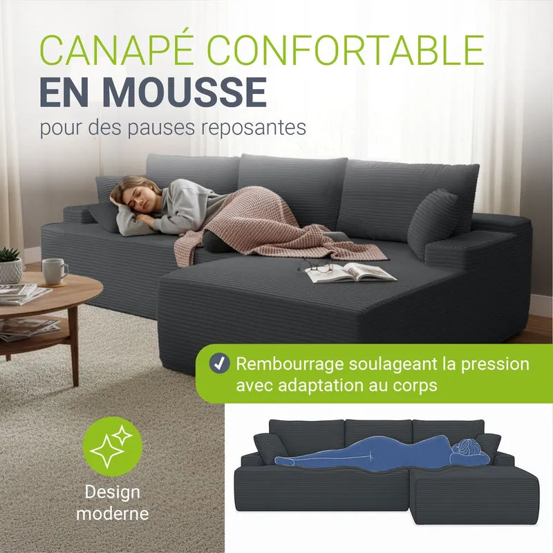 Sofa Coredo mit Cord Bezug & Dekokissen
