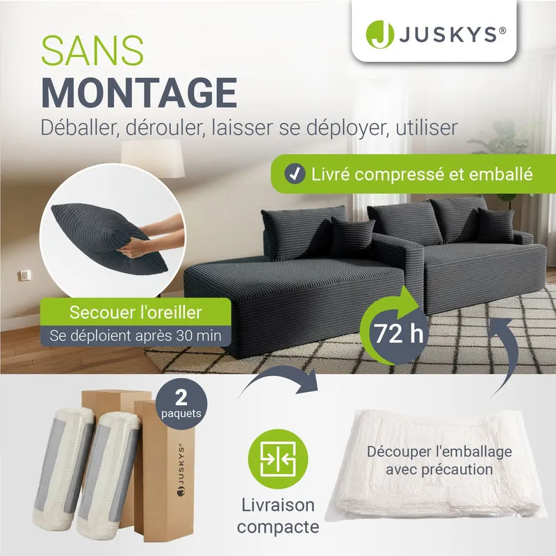 Sofa Coredo mit Cord Bezug & Dekokissen