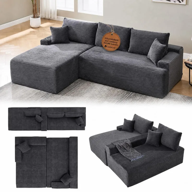 Sofa Coredo mit Cord Bezug & Dekokissen