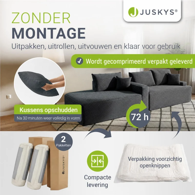 Sofa Coredo mit Cord Bezug & Dekokissen