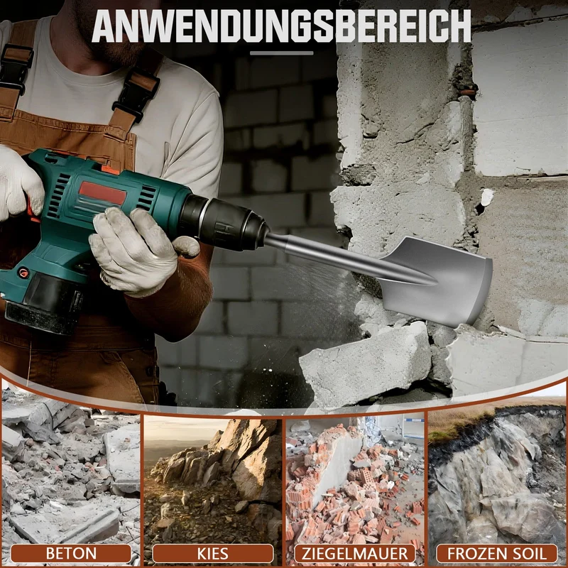 XIIW SDS Max Schaufelmeißel 435 x 110 mm | Breiter Fliesenmeißel aus gehärtetem 40Cr Stahl | Profi Meißel für Beton, Estrich & Fliesen