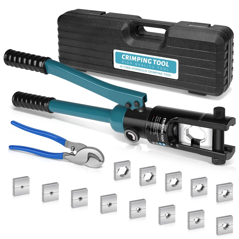 Hydraulische Crimpzange Set 8–300 mm² mit 13 Matrizen & Kabelschneider – Profi-Werkzeug für Elektrik, Industrie & KFZ