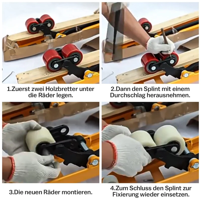 Nylonräder 4er-Set für Handhubwagen 70x60 mm – Bodenschonend, Leise, Tragfähigkeit 650 kg – Ersatzräder für Gabelhubwagen