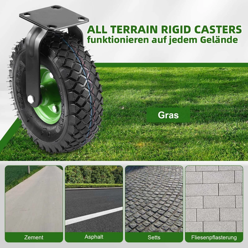 2er-Set Stabil geradeaus 250mm – starr, luftgefüllt, bis 600kg – für Werkstatt & Transportgeräte