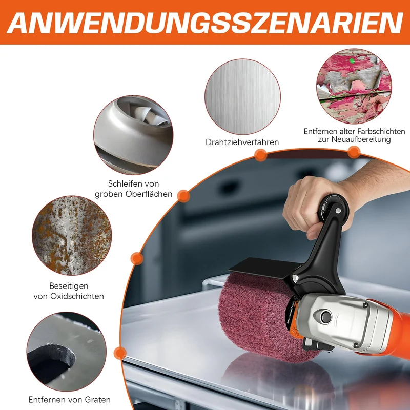 Hochwertige Schleifwalzenbürste mit Aluminiumoxid – Professionelle Oberflächenbearbeitung für Metall, Holz und Stein