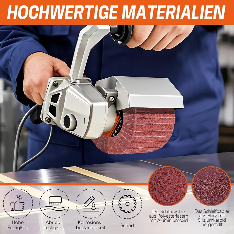 Schleifwalzenbürste Satinierwalze für Metall & Holz – PA/Alu-Oxid & Siliziumkarbid, verschiedene Körnungen