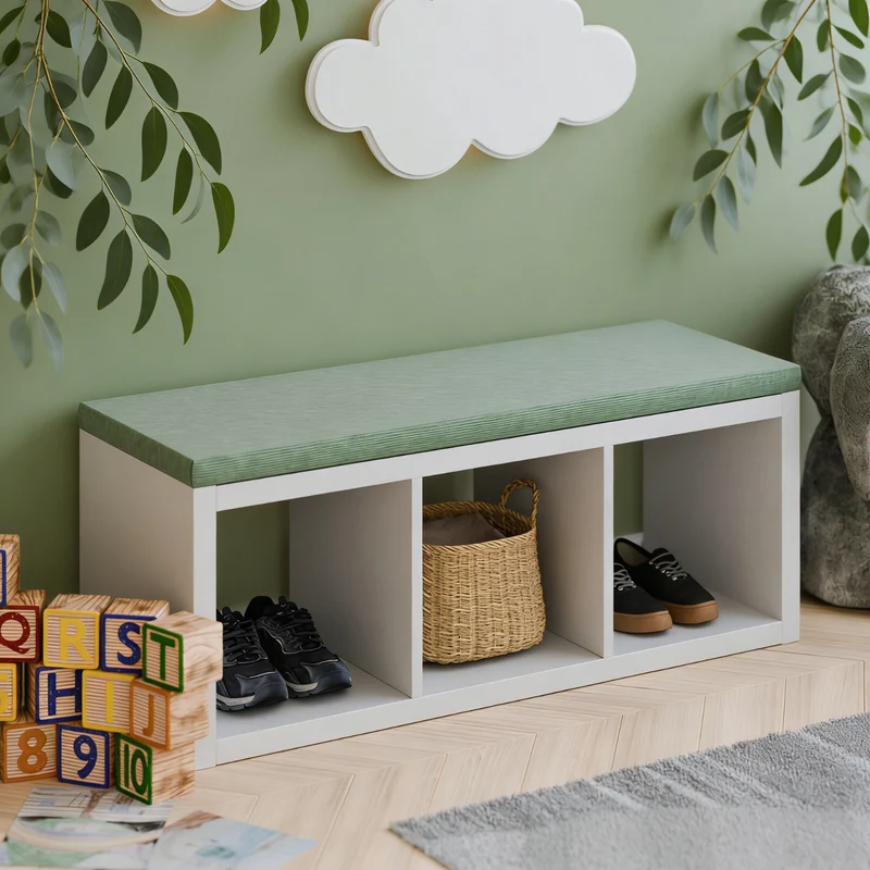 Sitzkissen Grün mit Cord-Stoff für IKEA Kallax Regal 2er, 3er und 4er