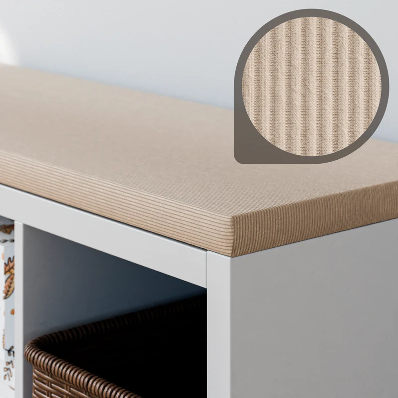 Sitzkissen Beige mit Cord-Stoff für IKEA Kallax Regal 2er, 3er und 4er