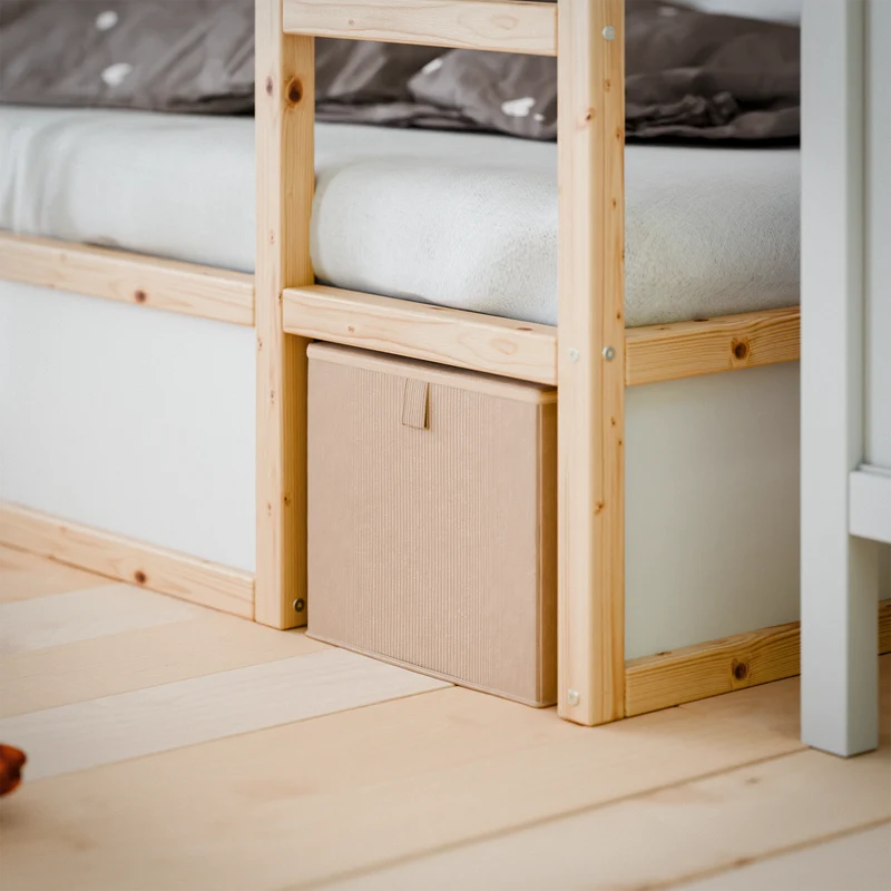 Box für IKEA Kura Bett, Unterbettkommode aus Cord Stoff, 90 x 32 x 27cm - Beige, Grün oder Rosa