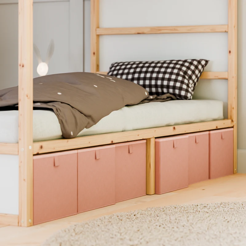 Box für IKEA Kura Bett, Unterbettkommode aus Cord Stoff, 90 x 32 x 27cm - Beige, Grün oder Rosa