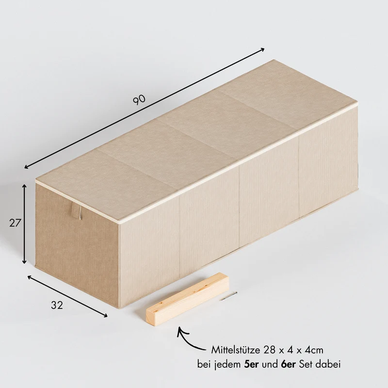 Box für IKEA Kura Bett, Unterbettkommode aus Cord Stoff, 90 x 32 x 27cm - Beige, Grün oder Rosa