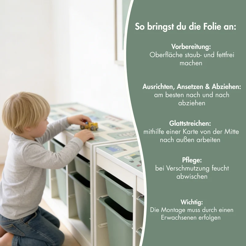 Spielfolie für IKEA Trofast Regal, PVC-freie Klebefolie