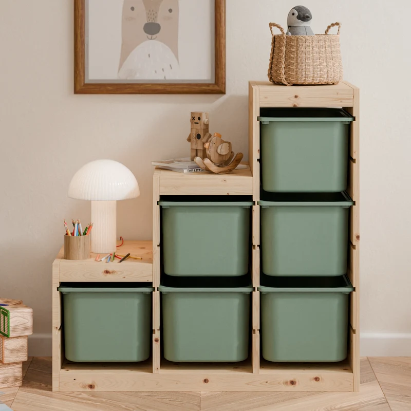 Große Box „TRÖVI“ für IKEA Trofast Regale – 42 × 30 × 23 cm in Eukalyptus Grün