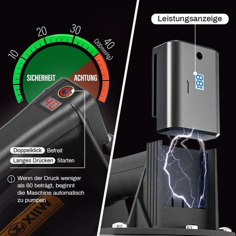 Akku Vakuumheber 300 kg – Kabellos mit Drucksensor & 2x Akku – Für Glas, Fliesen & Metallplatten – Mobil für Baustellen und schwere Lasten