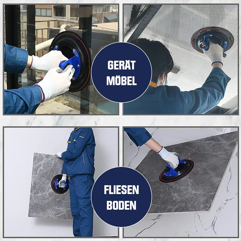 Pumpen-Saugheber Ø200 mm – Vakuumheber mit Barometer & Edelstahlgriff – für Glas, Fliesen & Metallplatten, 360 kg Tragkraft