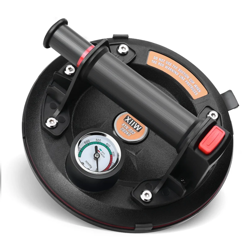Vakuum Glasheber mit Manometer 280 kg – 8 Zoll Saugheber für Fliesen, Metall, Glas – Profi Saugnapf