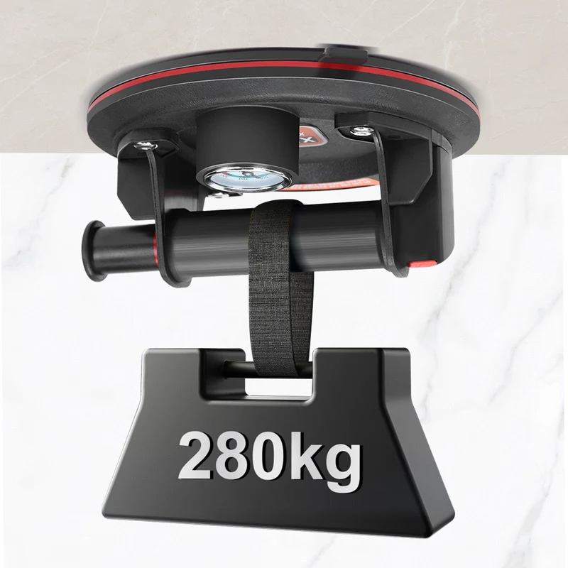 Vakuum Glasheber mit Manometer 280 kg – 8 Zoll Saugheber für Fliesen, Metall, Glas – Profi Saugnapf