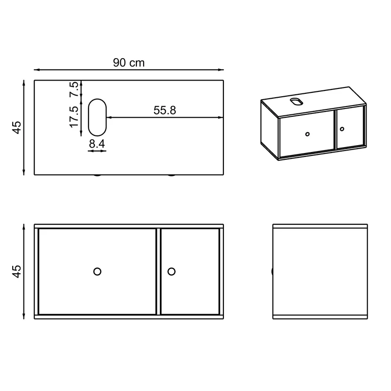 Roomart 4-teiliges Badmöbel-Set GUSTO, 90 cm, mit ovalem Becken, in 2 Farben