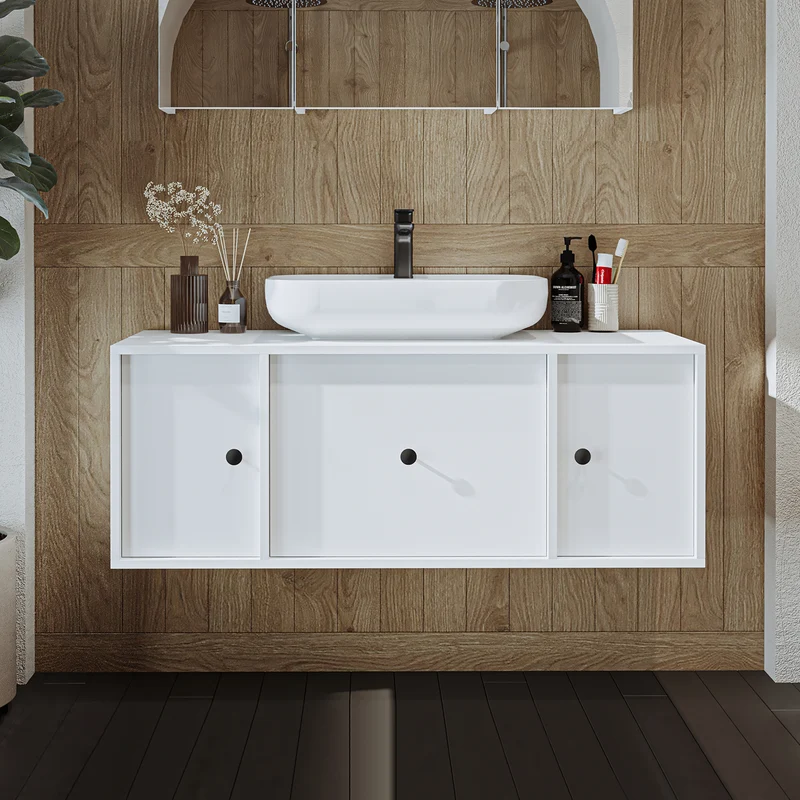 Roomart badmeubel GUSTO, 120 cm, met opzetwastafel, lade en 2 deuren, in 2 kleuren