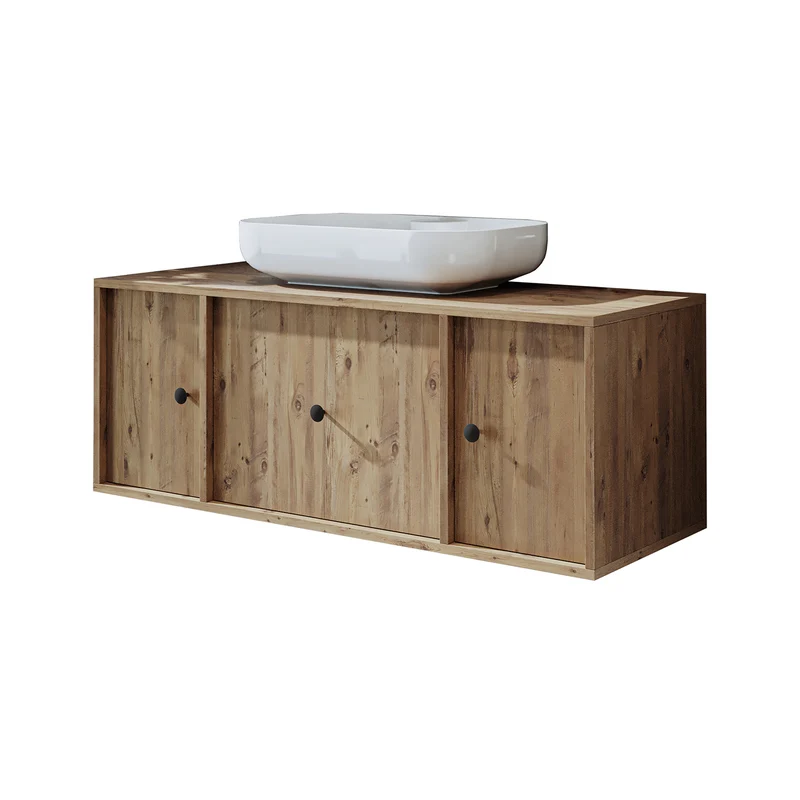 Roomart badmeubel GUSTO, 120 cm, met opzetwastafel, lade en 2 deuren, in 2 kleuren