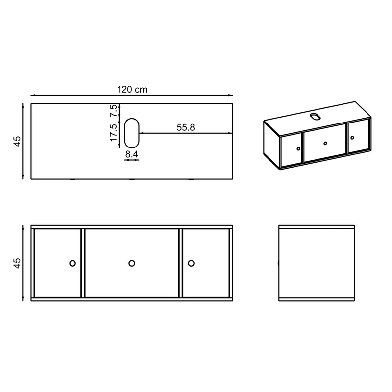Roomart Badmöbel GUSTO-ATL, 120 cm, mit eckigem Aufsatzbecken, in 2 Farben