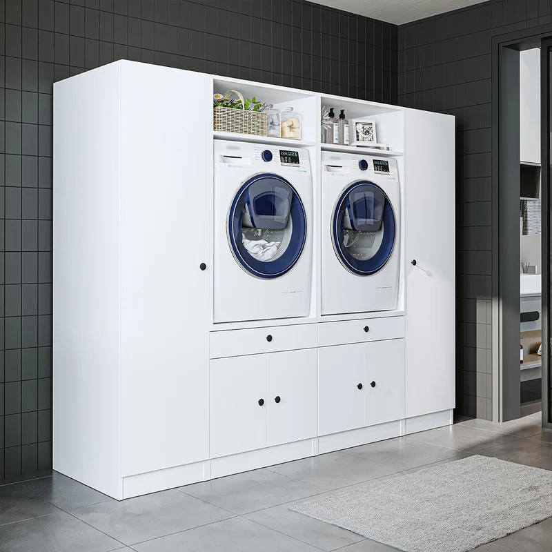 Roomart Waschmaschinenschrank SERIE 1, 224 cm, Schrankwand für zwei Geräte, in 3 Farben
