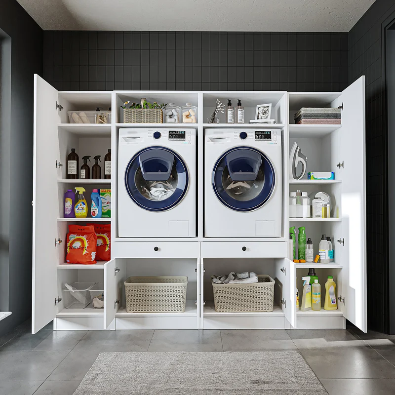 Roomart Waschmaschinenschrank SERIE 1, 224 cm, Schrankwand für zwei Geräte, in 3 Farben
