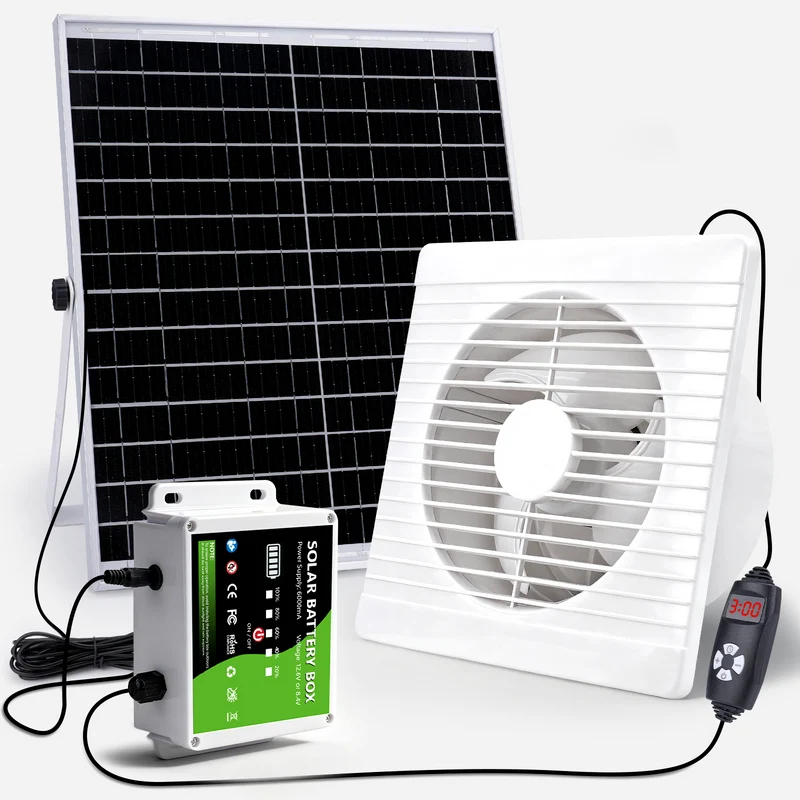 Leiser Solarventilator 150mm – Akku-betrieben, ideal für Hühnerstall, Gewächshaus & Schuppen