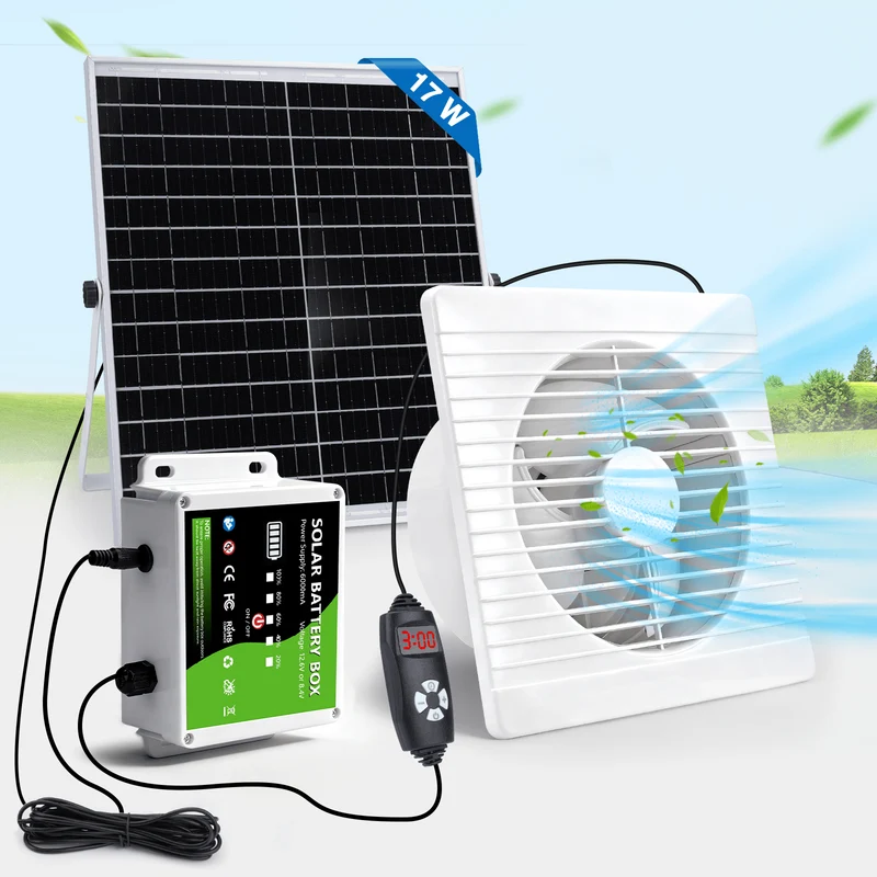 Leiser Solarventilator 150mm – Akku-betrieben, ideal für Hühnerstall, Gewächshaus & Schuppen