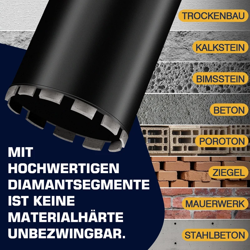 Kernbohrer Stahlbeton Diamant – Nassbohren, Stufenkrone, Ø25 mm+ Stahl, 460 mm