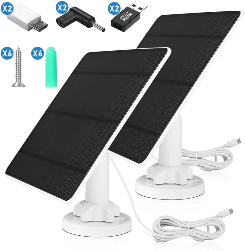 5W Solarmodul für Akku-Überwachungskameras – Outdoor Solarpanel IP65 mit USB/USB-C/DC 3,5 mm für 5V WLAN Kamera