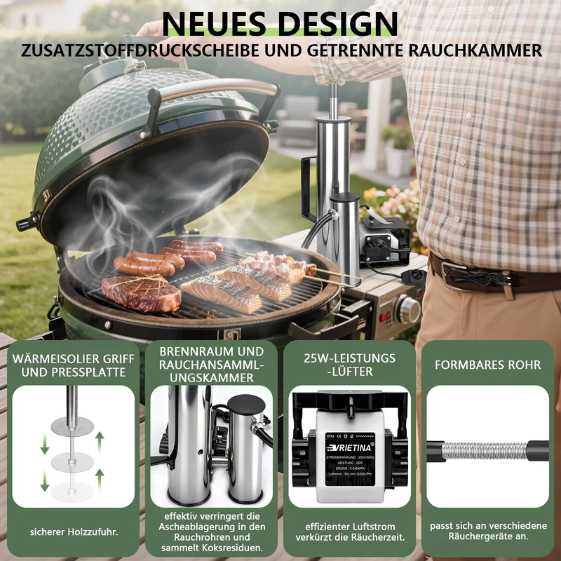 Kaltrauchgenerator mit 25W Luftpumpe – Elektrischer Räuchergenerator für Fisch & Fleisch