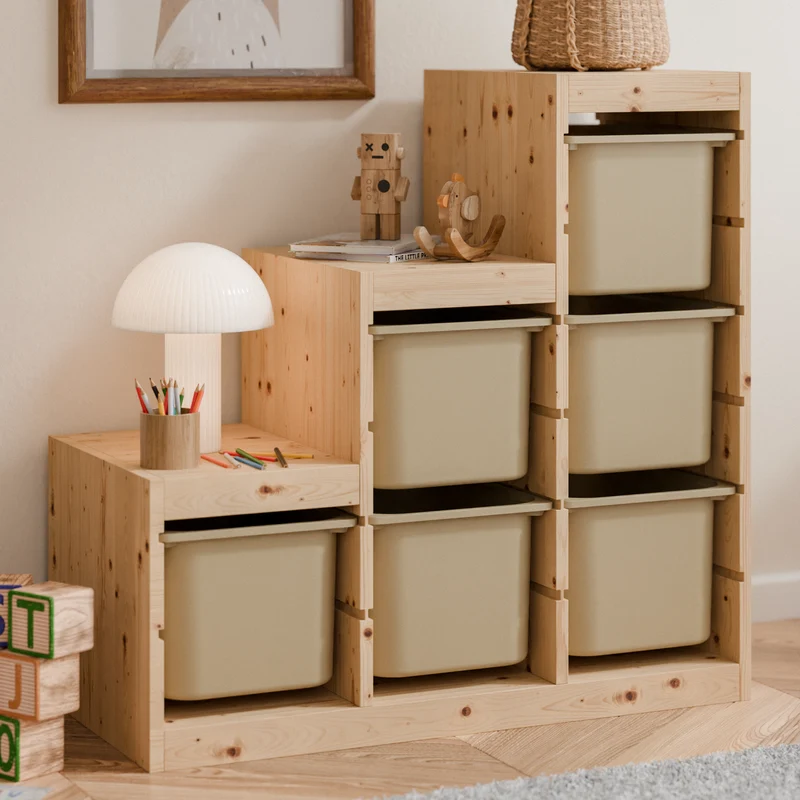 Große Box „TRÖVI“ für IKEA Trofast Regale - 42 x 30 x 23 cm in Weiß, Beige, Rosa und Eukalyptus