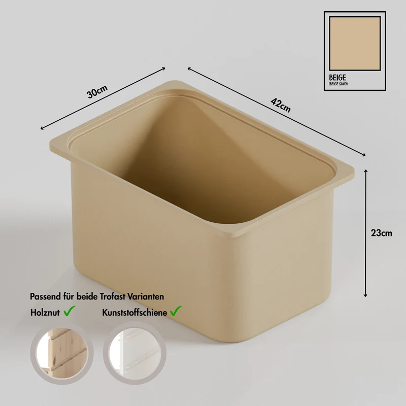 Große Box „TRÖVI“ für IKEA Trofast Regale - 42 x 30 x 23 cm in Weiß, Beige, Rosa und Eukalyptus