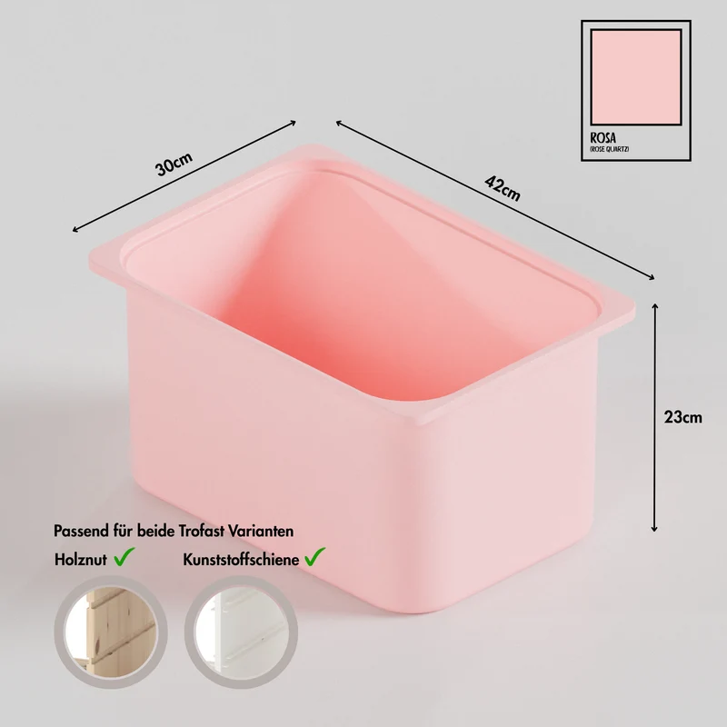 Große Box „TRÖVI“ für IKEA Trofast Regale - 42 x 30 x 23 cm in Weiß, Beige, Rosa und Eukalyptus