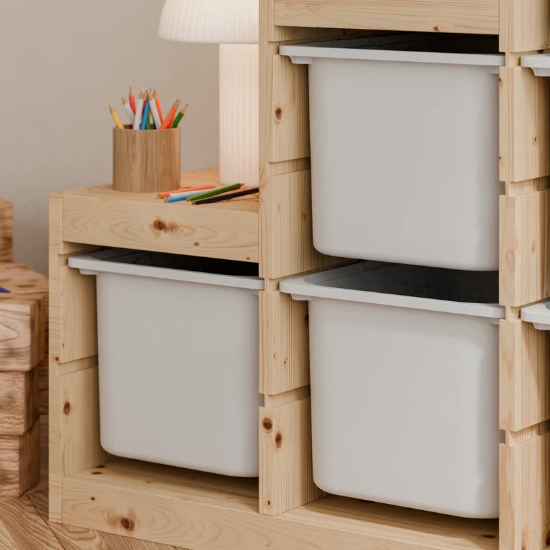 Große Box „TRÖVI“ für IKEA Trofast Regale - 42 x 30 x 23 cm in Weiß, Beige, Rosa und Eukalyptus